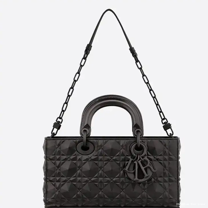 Cheap Diamond with Calfskin Motif Black Bag Lady Medium D-Joy Cannage Ultramatte 0504 Luxury